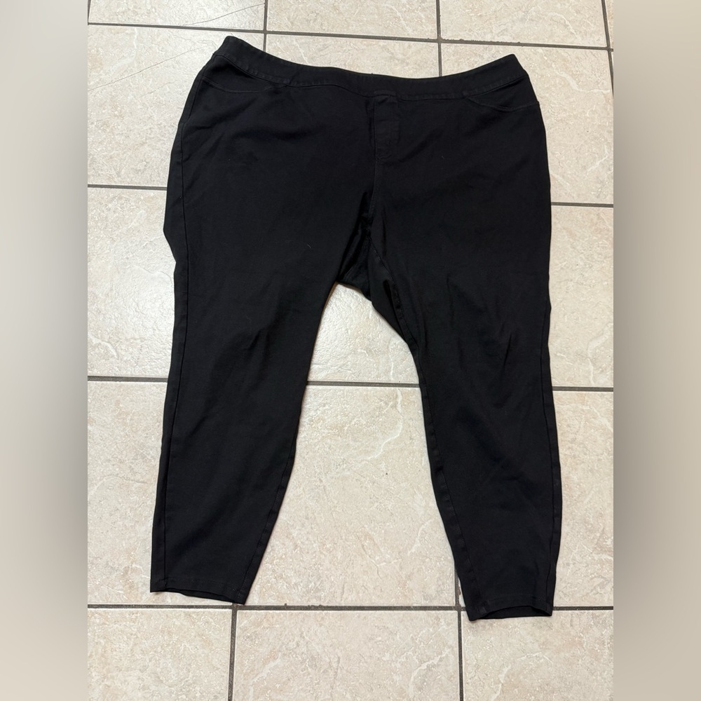Lane Bryant Plus Size Pull On Ponte Stretch Leggings 22/24 Black Back Pockets